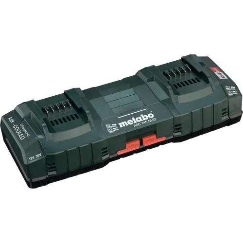 Metabo ASC 145 DUO Doppel Schnell Ladegerät - Zubehör für Elektrowerkzeug, lädt zwei Akkus gleichzeitig schnell auf und erhöht die Produktivität in Ihrer Werkstatt.