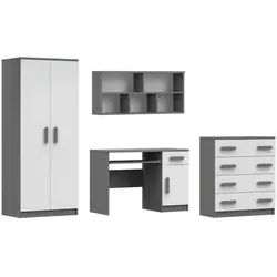 Deine Möbel 24 Kinderzimmer-Set Inge III, Weiß/Grau, Holzwerkstoff, 270x193x50 cm - Moderne und funktionale Kindermöbel für das Jugendzimmer: Das Set Inge III bietet flexible Kombinationsmöglichkeiten und hochwertige Materialien für ein stilvolles Ambiente.