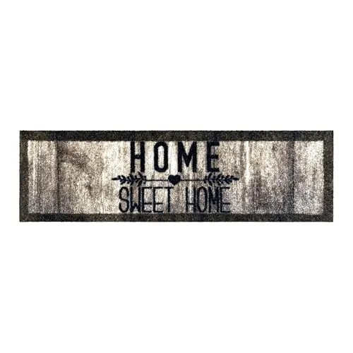 akzente Fußmatte Home Sweet Home 35x100 cm - Rechteckige Fußmatte aus rutschfestem, saugfähigem Polyester in Braun, ideal als Schmutzfänger und pflegeleicht, maschinenwaschbar bei 30°C.