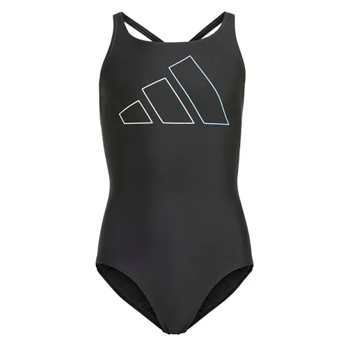 ADIDAS Big Bars Suit G Black - 128 - Badeanzug mit chlorresistentem Infinitex Fitness Eco Material, leicht und bequem für unbeschwerten Badespaß - ideal für Schwimmerinnen.