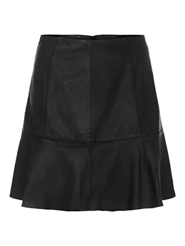 YAS Damen Yascolly Mw Naplon Skirt - Noos Rock, Schwarz, S EU - Eleganter Volantrock aus hochwertigem Echtleder, perfekt für stilvolle Looks und vielseitig kombinierbar.