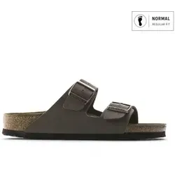 BIRKENSTOCK Arizona Birko-Flor Pantoletten, Braun (Mocca), 46 - Wanderschuhe mit anatomisch geformtem Fußbett aus Kork und Latex für optimalen Komfort und Unterstützung in jeder Situation.