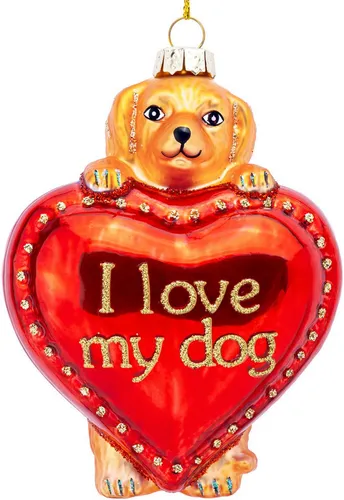 SIKORA Christbaumschmuck Love-my-Dog besondere Weihnachtskugel Glas Anhänger – BS579, Christbaumschmuck Deko - traditionell, witzig & außergewöhnlich