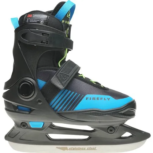 Firefly Unisex Jugend Flash IV Eishockeyschuhe - Black/Blue/Green, Größe 37 - Schlittschuhe mit Speed Lacing-System für optimale Passform und Powerstrap-Schnalle für Stabilität bei Eishockeyspielen. Hohe Wärmedämmung und flexible Obermaterialeinsätze für besten Komfort.