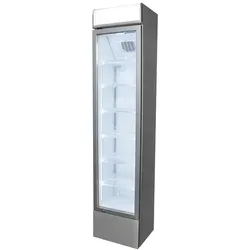 Gastro-Cool Schmaler Getränkekühlschrank GCDC130 - Schmaler Getränkekühlschrank mit 150l Volumen, ideal für kleine Verkaufsflächen, mit digitaler Temperaturkontrolle und integrierter LED-Beleuchtung zur ansprechenden Präsentation Ihrer Getränke.
