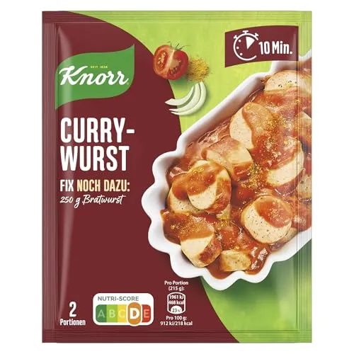 Knorr Fix Würzmischung Currywurst für eine würzige Bratwurst ohne geschmacksverstärkende Zusatzstoffe und Farbstoffe 36 g 1 Stück