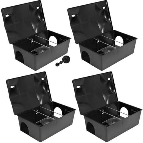 Petigi Köderstation Ratten Set Köderbox Garten Mausfalle Mäuse Rattenköderbox Box Rattenköderstation Rattenfalle Kinder- Haustiersicher Koederbox Auswahl 1-30 St, Anzahl:4