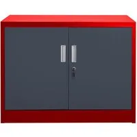 Jet-Line Werkzeugschrank Aktenschrank SARATOW rot dunkelgrau - Robuster Werkzeugschrank in exklusivem rot-dunkelgrau, abschließbar mit 2 Schlüsseln und verstellbarem Regalboden, ideal für Büro und Werkstatt.