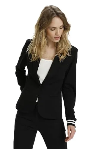 KAFFE Blazer Kinnie Damen Blazer - Elegant und Figurbetont in Black - Chalk Stripe M - Damen Blazer aus leicht elastischem Viskosemix, ohne Futter, mit Reverskragen und Knopfverschluss, ideal für Business und elegante Anlässe.
