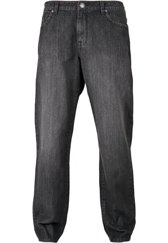 Urban Classics Herren Loose Fit Jeans Hose – real Black Washed, 32/32 - Trendige 5-Pocket Baggy Jeans für Herren mit weitem Bein und tiefem Schritt, aus 100% Baumwolle für optimalen Tragekomfort. Ideal für lässige Streetwear-Outfits.