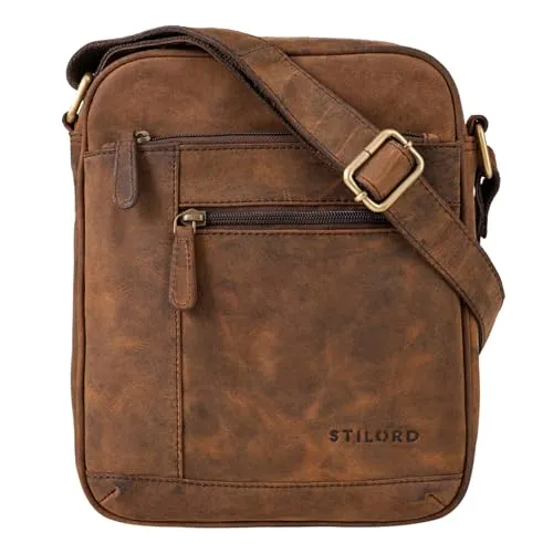 STILORD 'Diego' Vintage Herrentasche aus Leder - Elegante Messenger-Bag aus echtem Rindsleder, ideal für 9.7 Zoll iPads und DIN A5 Dokumente. Mit 6 Fächern und verstellbarem Schultergurt für maximalen Komfort.