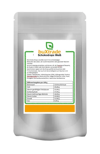 Produktbild | Schokodrops Weiß | gesüßt mit Stevia | Schokolade | Buxtrade 10 kg