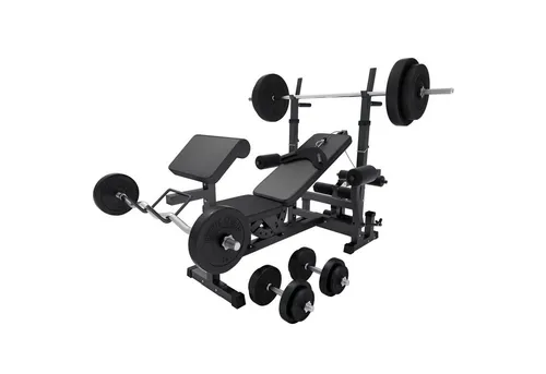 GORILLA SPORTS Kraftstation inkl. Hantelset 100kg - Multifunktionale Fitness-Lösung - Fitness-Stationen mit Hantelset für vielseitiges Training, max. Trainingsgewicht 280kg, ideal für effektives Muskelaufbau und Krafttraining zu Hause.