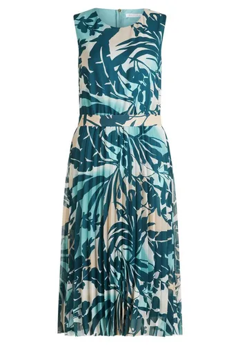 Betty & Co Damen Chiffonkleid mit Plissee 40, Petrol/Mint - Freizeitkleid für Damen, figurumspielend mit elegantem Plissee und Rundhals-Ausschnitt, perfekt für besondere Anlässe oder entspannte Freizeitaktivitäten.