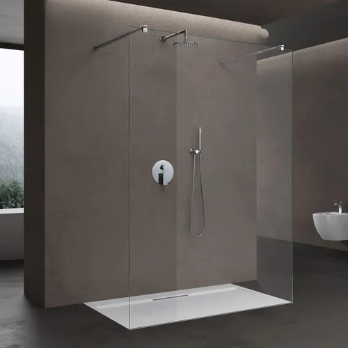 doporro Luxus Duschwand Bremen 100x200cm – 8mm ESG-Sicherheitsglas - Elegante Duschabtrennung aus 8mm Klarglas mit NANO-Beschichtung. Variabler Wandabstand von 70-120cm, einfache Montage und hochwertige Materialien für Ihr Badezimmer-Design.