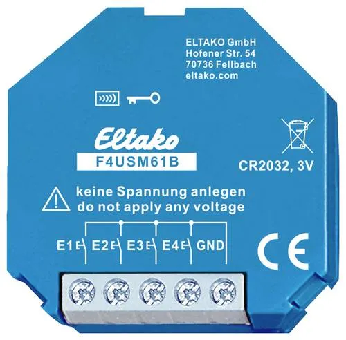 Eltako F4USM61B Funk-Sendemodul mit 30m Reichweite - Funk-4-fach-Universal-Sendemodul für Einbaumontage mit innenliegender Antenne. Ideal zur Steuerung von bis zu vier Kanälen im Eltako-Gebäudefunk.