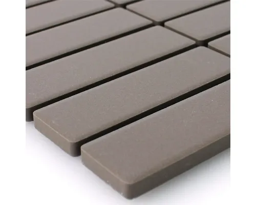 Mosafil Mosaikfliesen Keramikmosaik Fliesen Miranda Unglasiert R10 Matt Stäbchen, Keramik 29.700x29.000, grau, Verlegefertig auf ein Netz geklebt - Frostsicher - Wasserfest