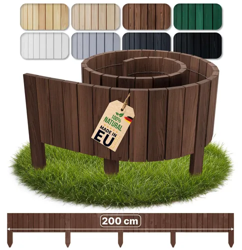 Floranica Flexible Beeteinfassung 10 x 200 cm Dunkelbraun - Dekorativer Gartenzaun aus hochwertigem Kiefernholz, ideal als flexible Beeteinfassung. Stabil und wetterbeständig, perfekt für die Gestaltung von Blumen- und Gemüsebeeten.