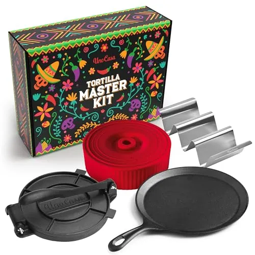 Uno Casa Tortilla-Presse 20,3 cm mit Comal-Pfanne und Zubehör
