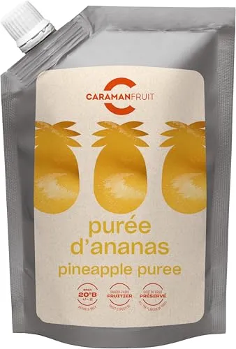 Caramanfruit Ananas-Frucht-Püree - 16x 1kg - tropisch exotisches Piña-Püree, frei von Farb- und Konservierungsstoffen, zu Smoothies, Chutneys, zur Herstellung von Cocktails, Säften und Schorlen