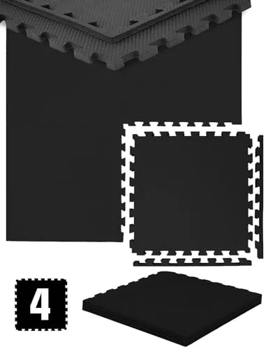 eyepower 1cm Dick: 1m² 4 Große Eva 50x50 Trainingsmatten - Bodenschutzmatte Turnmatte Fitness - Sport Matte Fitnessraum Puzzlematte Fitnessmatte Sportmatte