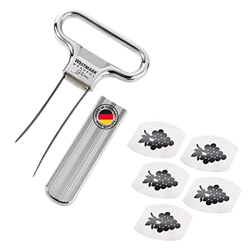 Westmark Wein-Set, 6tlg., 1 Ent-/Verkorker mit Kapselheber Ah-So, Monopol Edition + 5 Weinausgießer Safety, Stahl/Zink-Druckguss/PET, Verchromt/Silber/Schwarz, 628533E6