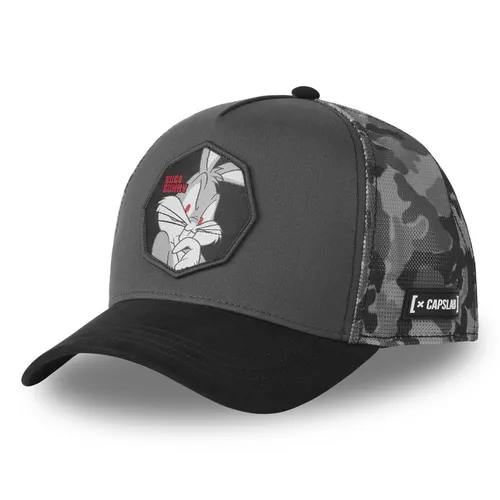CAPSLAB Trucker Cap LOONEY TUNES Bugs Bunny Grey Camouflage - Unisex Trucker Cap mit atmungsaktivem Mesh-Rückeneinsatz, verstellbar und leicht. Perfekt für Freizeitaktivitäten und im angesagten Camouflage-Design.