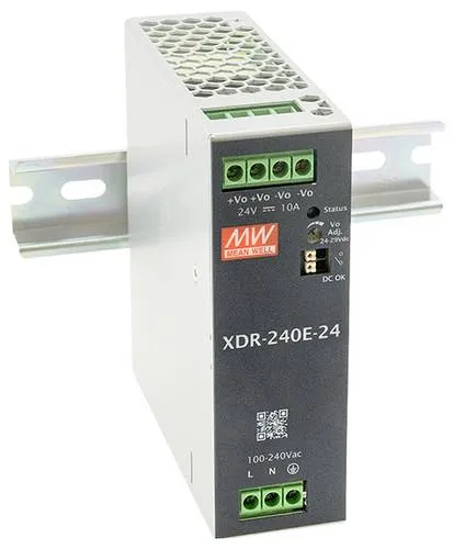 MW Mean Well XDR-240E-36 Hutschienen-Netzteil 36V 6.66A 240W - Sonstige Elektroinstallationsartikel, ultraflaches Design mit 96% Wirkungsgrad und weiten Betriebstemperaturbereich von -40 bis +70°C für zuverlässige Energieversorgung.
