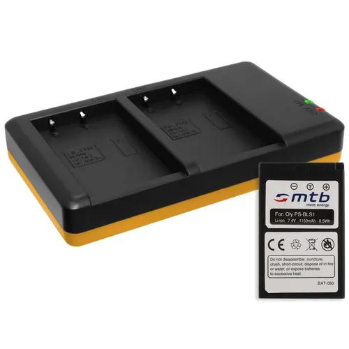 Akku + Dual-Ladegerät BLS-1 für Olympus BCS-1, BCS1, BCS-5, BCS5