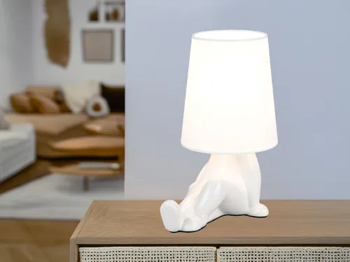 Ausgefallene LED Tischlampe Keramik Weiß mit Stoffschirm - Elegante Tischlampe mit dimmbarem LED-Leuchtmittel und stilvollem Keramikfuß. Ideal für Nachttisch oder Fensterbank, schafft eine behagliche Atmosphäre mit nur 24,5 cm Höhe.