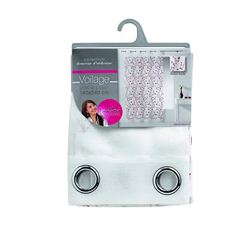 Douceur d'Intérieur Kleine Blume Ösenvorhang - Schiebevorhänge, eleganter Voile mit floraler Bestickung, ideal für eine stilvolle Raumgestaltung und leicht zu pflegen.