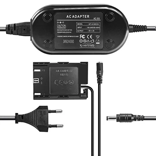 Netzteil mit Akkuadapter für Canon ACK-E6 DR-E6-8,1V 3A - mit Chip/voll dekodiert - für EOS 5D Mark II III IV, 5DS, 5DSR, 6D, 60D, 7D II, 70D, 80D