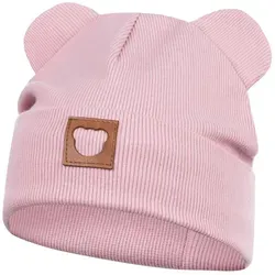 Smarilla Jerseymütze Übergangsmütze Baumwollmütze Beanie Bärenohren rosa 42-44