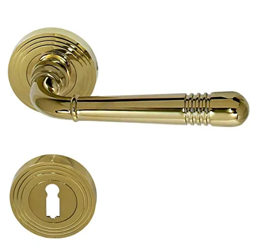 Türbeschlag 1662 Helena R BB Messing poliert PVD Türklinke