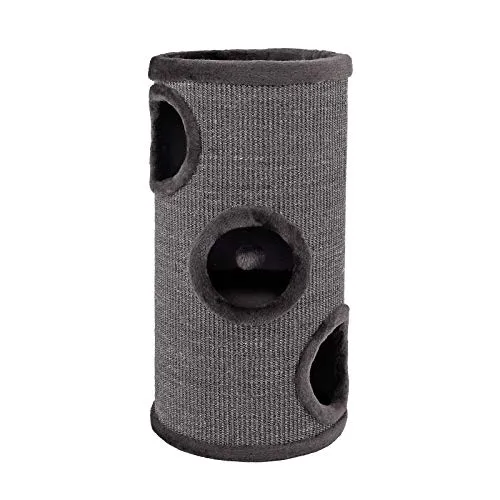 lionto Kratztonne aus Sisal mit Spielball & Plüschrand, 70 cm hoch - Kratztonne für Katzen, bietet perfekte Krallenpflege mit robuster Sisaloberfläche und gemütlicher Plüschplattform für entspannte Rückzugsorte.