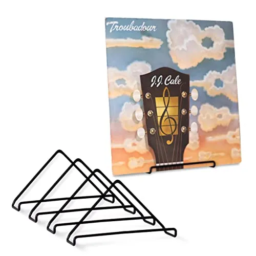 Produktbild VinylRecordsLove Schallplatten Wandhalterung | 4 Stück | Vinyl Aufbewahrung | Farbe Matt Schwarz Metall | Vinyl Wandhalterung | Schallplatten Zubehör und Vinyl Regal | Schallplatten Deko für die Wand