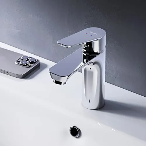 AM.PM Wasserhahn Bad Chrom Waschtischarmatur - Bad- & Duscharmaturen – Hochwertige Mischbatterie mit Einhebelmischer für einfache Handhabung und optimale Temperaturkontrolle, ideal für stilvolle Badezimmer.
