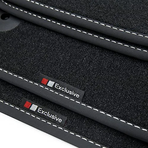 teileplus24 Auto-Fußmatten EF200 Velours für VW Polo 5 6R 6C - Hochwertige Velours Fußmatten mit silberfarbener Umrandung, perfekt passend für VW Polo Modelle von 2009-2017, schützen den Fahrzeugboden und sorgen für ein stilvolles Interieur.