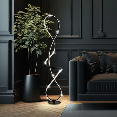 Stehlampe LED Stehleuchte mit Kristallen – Elegante Wohnraumbeleuchtung - Stehleuchte in modernem Design, 36W, 1810lm, ideal für Wohnzimmer oder Büros. Mit Fußtrittschalter für einfache Bedienung und eindrucksvoller Lichtreflexion durch klare Kristalle.