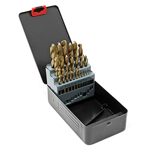 HSS Spiralbohrer Satz 25-teilig, Ø1-13 mm, 135°, Metallbohrer Set in Industriekassette, Stahlbohrer
