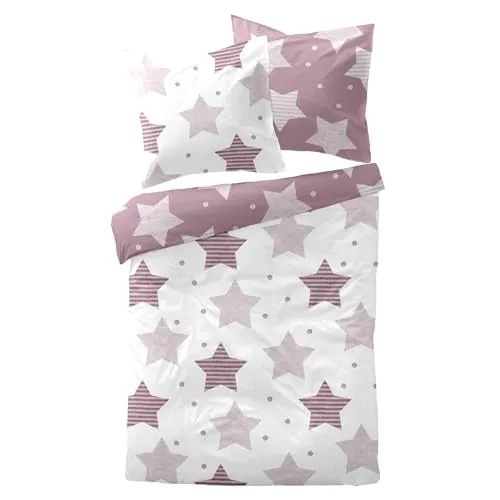 Traumschlaf Biber Bettwäsche Wavre lila - kuschelig weich aus 100% Baumwolle - Bettwäsche-Sets aus 100% Baumwolle, temperaturausgleichend und ideal für die kalte Jahreszeit. Mit hochwertigem Reißverschluss für besten Komfort und Pflegeleichtigkeit.