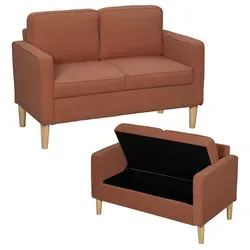 HOMCOM 2-Sitzer Sofa klein mit Stauraum von HOMCOM