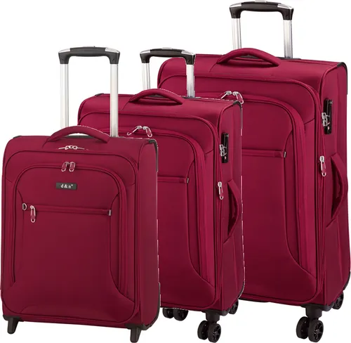 Koffer 3er Set Leicht Reise Trolley Rot mit Dehnfalte