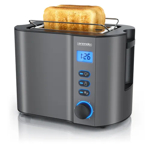 Arendo Toaster Edelstahl, 2 Scheiben mit Display in schwarz von Arendo