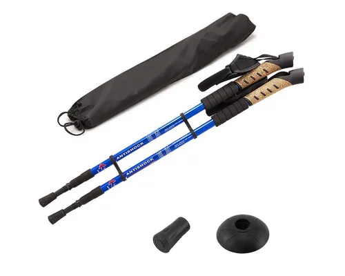 MidGard Nordic-Walking-Stöcke Teleskop Antischock Wanderstöcke aus Aluminiumlegierung mit Korkgriff (2 St), Leicht, mit ergonomischen Korkgriffe inkl. Transporttasche