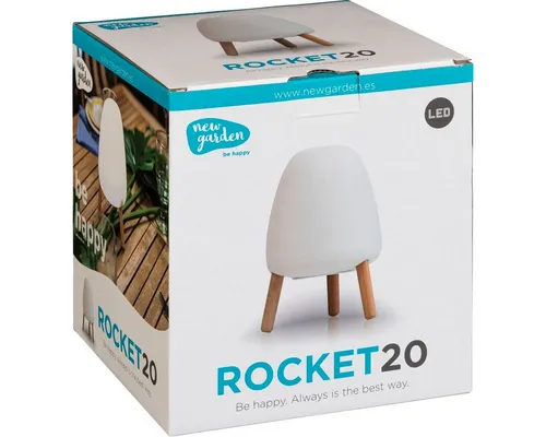 New Garden Rocket 20 Recharge Tischleuchte - Akkubetriebene LED-Tischleuchte für Innen- und Außenbereich, dimmbar in 3 Stufen, ideal für stimmungsvolle Beleuchtung in Restaurants und Zuhause.