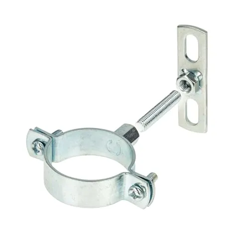 tecuro Schraubrohrschelle M8/M10 Spannbereich 48-53 mm verzinkt, inkl. Gewindestift M10 x 40 mm und Befestigungsplatte - Kombi-Set SRS4853-S zur Wand- oder Deckenmontage von Rohren aller Art
