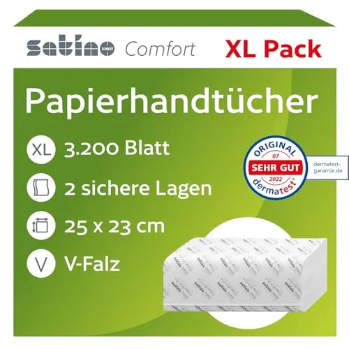 Satino Papierhandtücher – 3.200 Stück, 2-lagig, saugstark & fusselfrei - Papiertücher aus Recyclingpapier, kompatibel mit H3, PT3 Spendern. Ideal für stark frequentierte Waschräume, nachhaltig und Made in Germany.