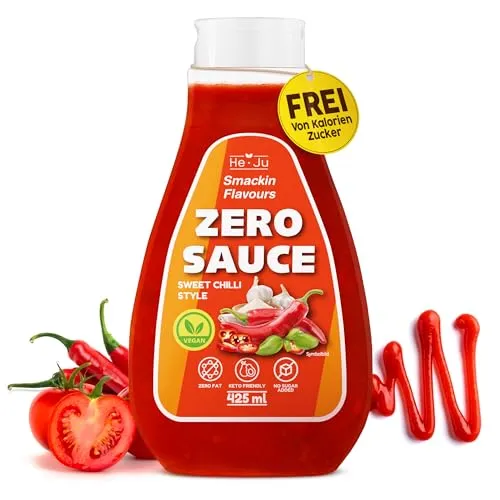 He-Ju Zero Sauce Sweet Chili 1x 425ml Light Sauce, ohne Fett und ohne Zuckerzusatz, vegan und glutenfrei, Keto Diät geeignet (425 ml (1er Pack), Sweet Chili Style)
