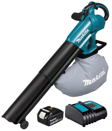 Makita DUB 187 Akku-Laubbläser & Laubsauger mit 5 Ah Akku - Praktische Bläser- und Sauger-Kombination für einfache Gartenpflege. Mit 18 V Akkubetrieb, inklusive Akku und Ladegerät für maximale Flexibilität.